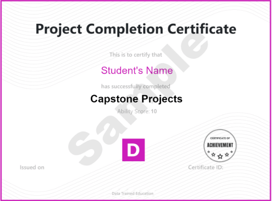 Project Completion Certificate - data analytics courses kolkata