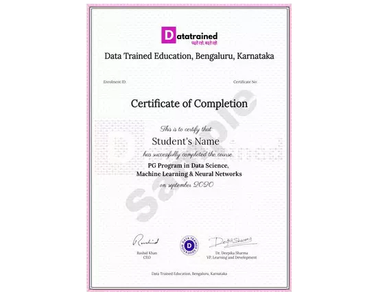 Course completion certificate - data science institute in delhi