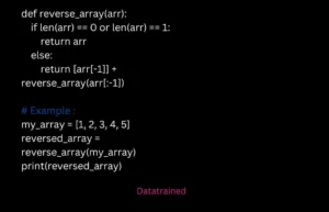 reverse array algorithm using recursion in Python